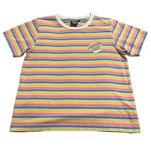 Santa Cruz Skateboard T-shirt Gradient Dot Rainbow Striped Size Medium